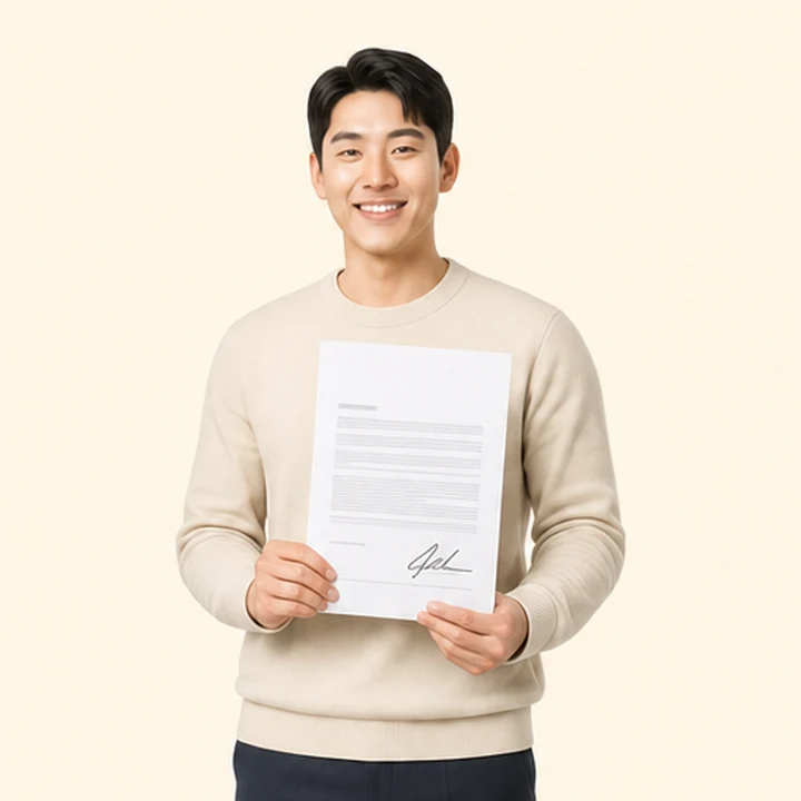 자영업자 장기렌트 서면 견적서를 들고 있는 고객